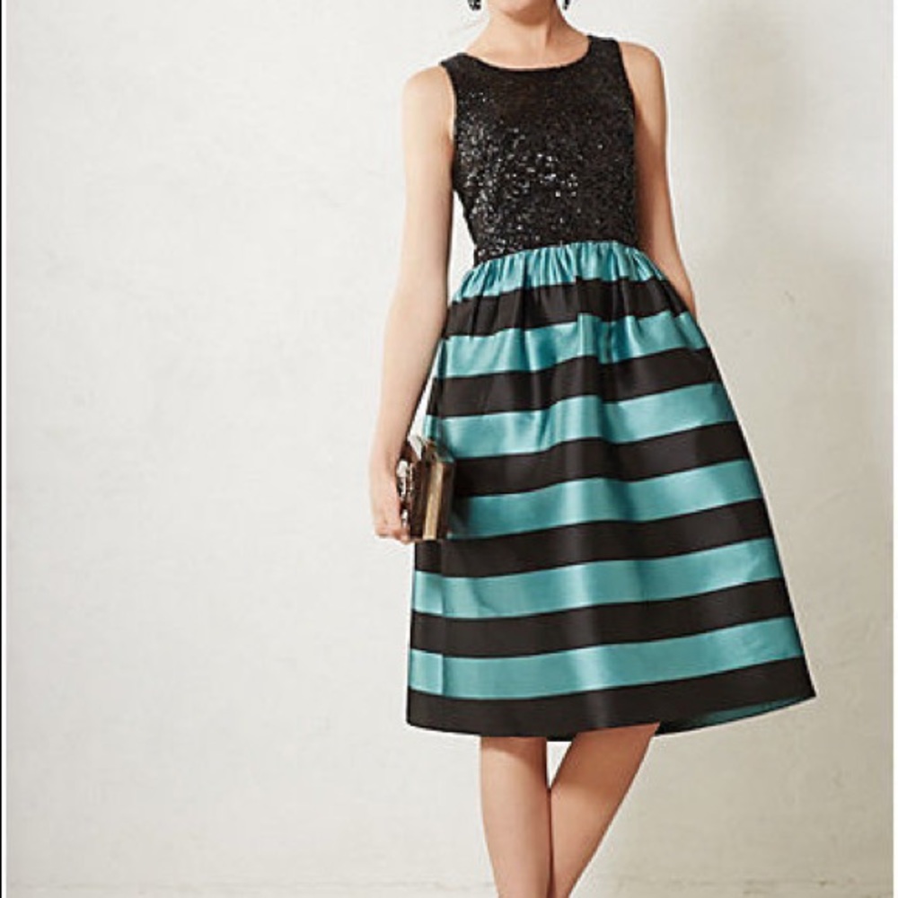 Anthropologie Starlit Stripes Party Dress